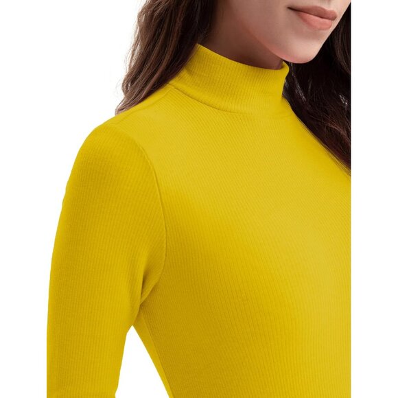 Womens Ribbed Thermal Baselayer Top Long Sleeve Mock Neck Fitted - Picture 5 of 5